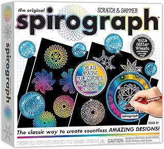 Spirograph Scratch & Shimmer – Arts and Crafts, Kids Toys, Art Supplies, Craft Supplies, Drawing Kit, Spiral Art, Classic Gear Design Kit, Magic Scratch Paper, Pen, Design Sheet Included, Ages 8+