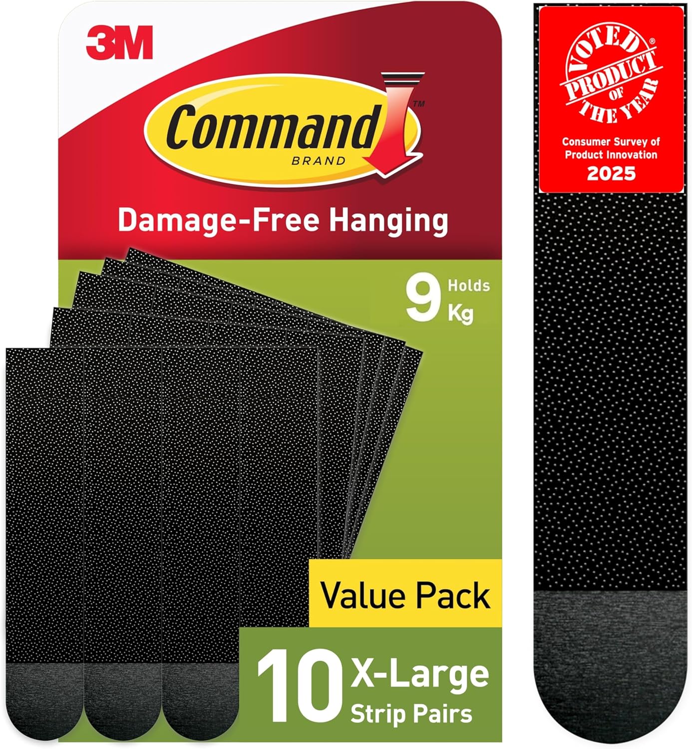 Command Picture Hanging Strips, Black, X-Large, 10 Pairs (20 Strips) - Adhesive Strips - For Pictures, Frames, Mirrors, Wall Decor - Damage Free Hanging