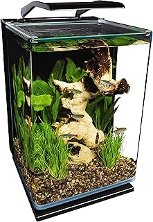 Marineland Portrait Glass LED Aquarium Kit, 5 Gallons, Hidden Filtration,Black