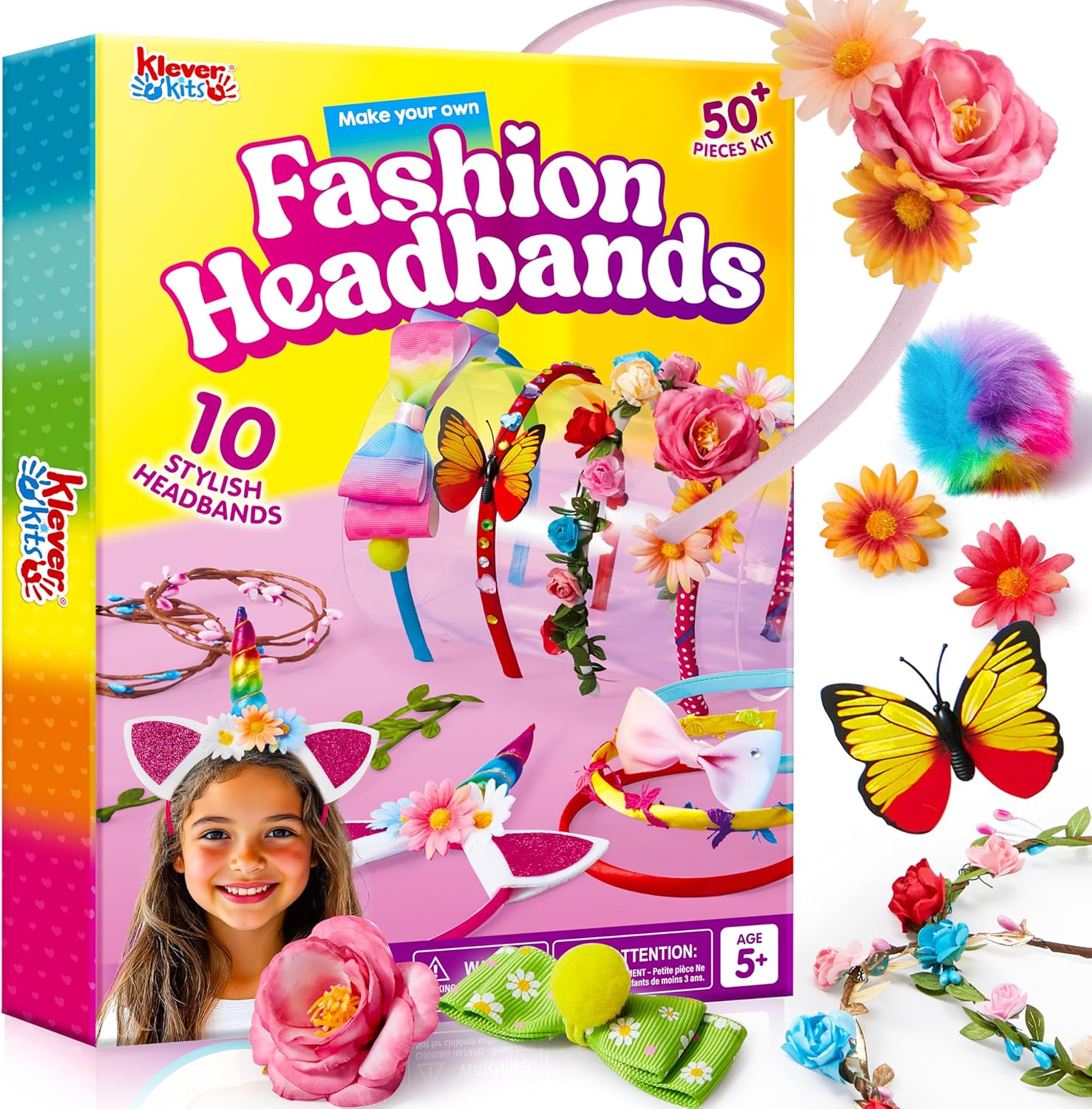 Klever Kits Headband Making Kit for Girls Hair Accessories Toys Age 5+,Make Your Own Fashion Headbands,Girl Birthday Presents for Age 5 6 7 8 9+,Art and Craft Kits for Kids,Girls Gifts