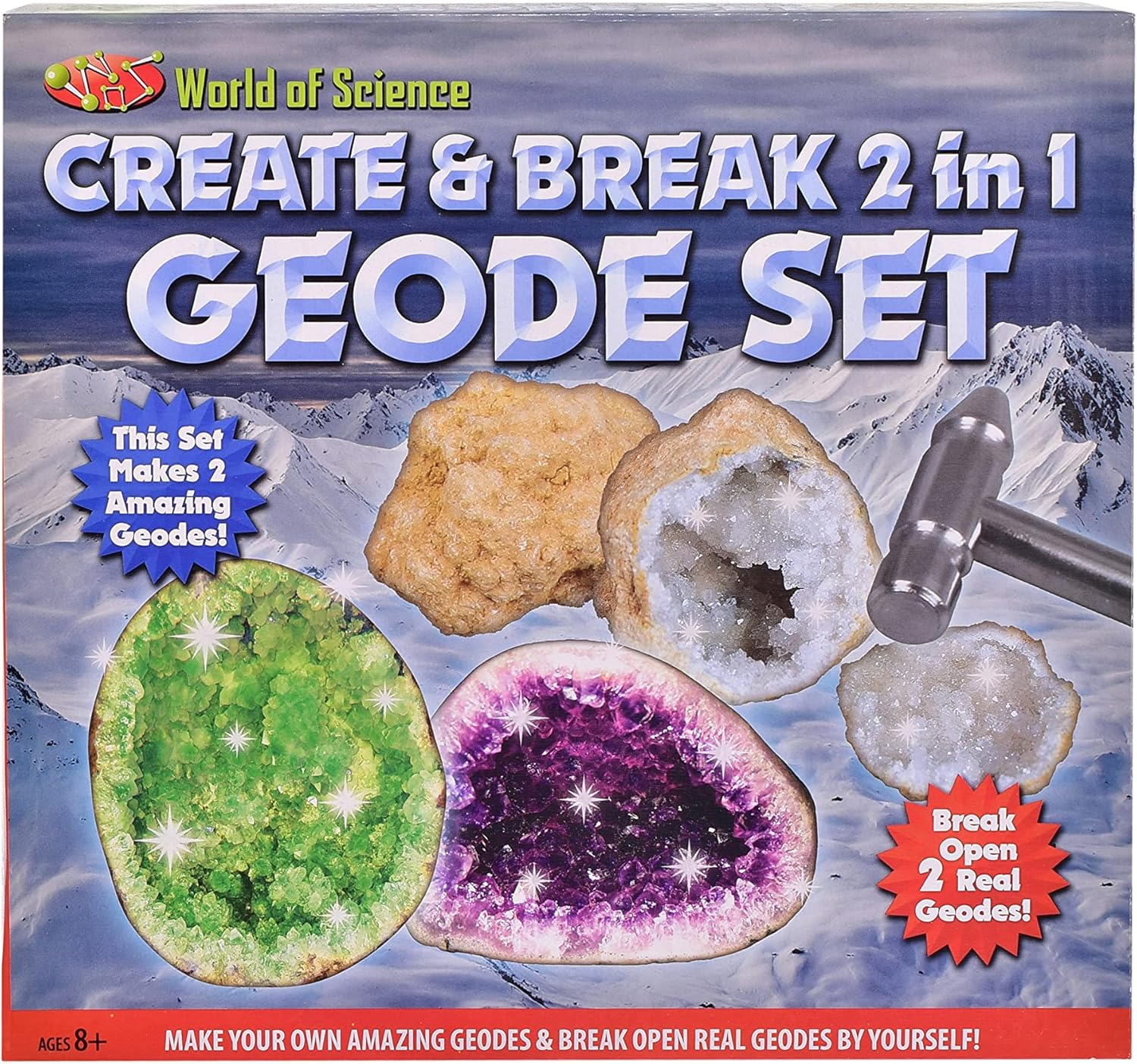KandyToys Create and Break 2-in-1 Geode Kit | Educational Kids Science Kit | Geode Crystals