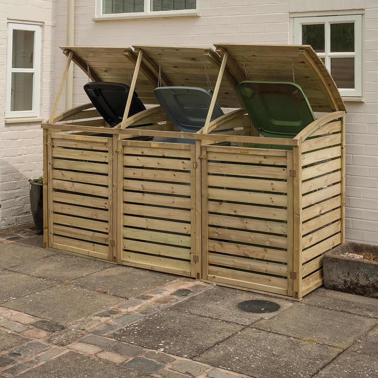 Rowlinson Triple Wheelie Bin Store Natural 230x82x130 cm