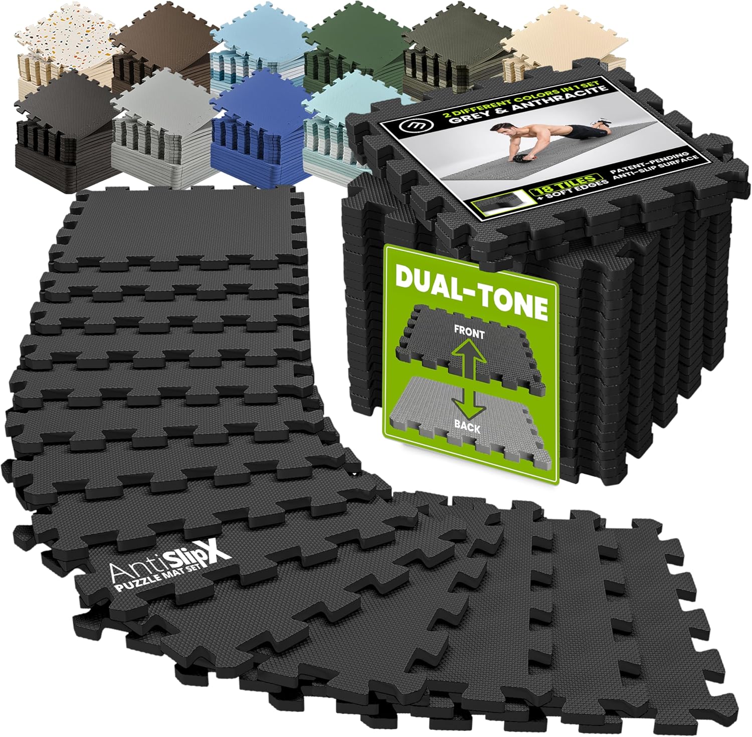 bemaxx Gym Mats Set - EVA Interlocking Foam Floor Tiles Workout Mat Puzzle