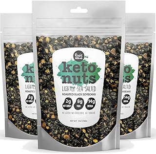 Black Edamame dry roasted edamame snacks (sea salt) High protein snacks low carb low sugar. Vegan keto snacks zero carb no sugar. Young soybeans by Keto Naturals (3 Packs)