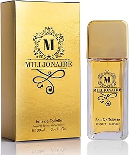 Millionaire Eau De Toilette for Men Citrus, Woody & Spicy Blend Top Notes of Orange & Grapefruit with Mint - Base Notes of Amber, Leather & Patchouli - Vegan & Cruelty-Free - Elegant 100ml Bottle