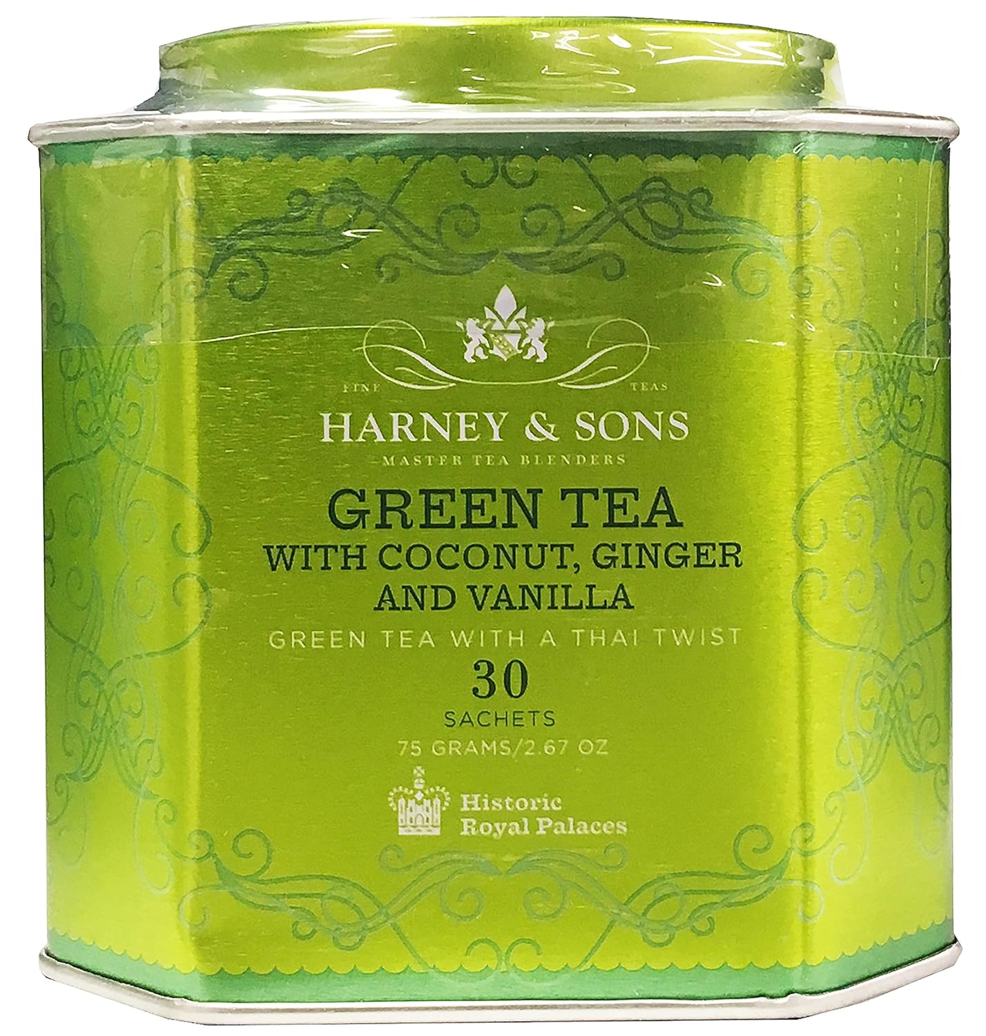 Harney & Sons Green Tea with Coconut, Ginger and Vanilla, 30 Sachets (75 g), 6.7 Ounce