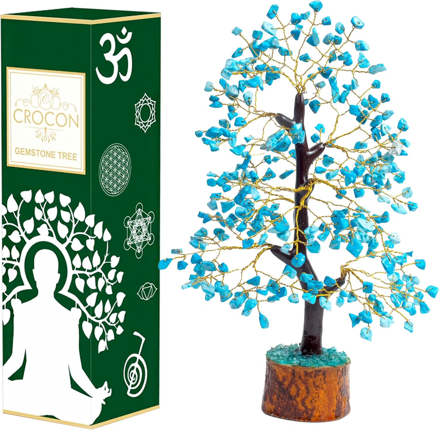 Turquoise Crystal Chakra Tree of Life Spiritual Healing Meditation Gift Bonsai Tree for Home & Room Decor Crystal Gift for Women Mum Sis Birthday Gifts for Women Men Housewarming Present 10-12 Inch