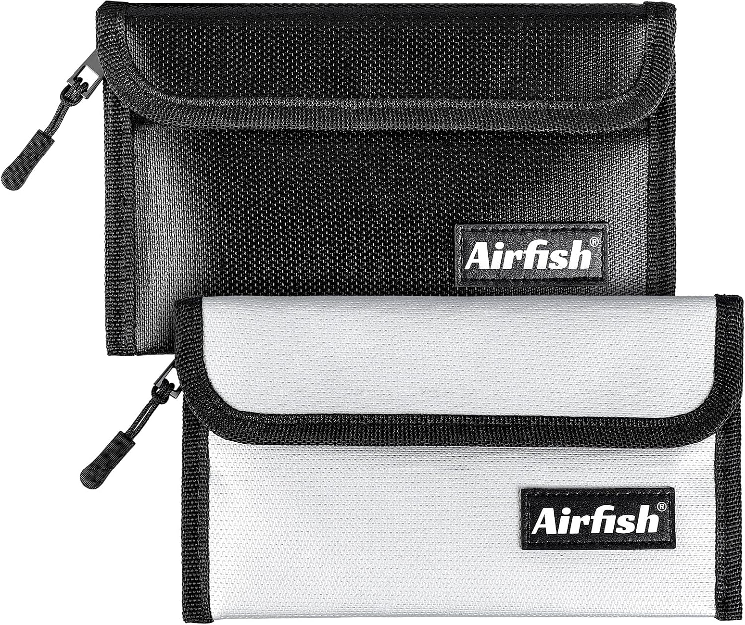 Airfish 2 Pack Fireproof Bag, 8 x 5 Fireproof Money Bag, Small Fireproof Document Bag, Fireproof Envelope with Zipper, Waterproof Cash Pouch for Valuables/Jewelry/Cash/Passport/Invoices