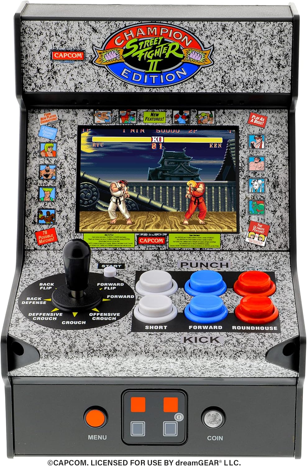 My Arcade Street Fighter II Mini Arcade Machine - Micro Player Table Top Arcade Machine, Portable Handheld Game, Retro Gaming Console, Mini Retro Games Machines for Kids & Adults