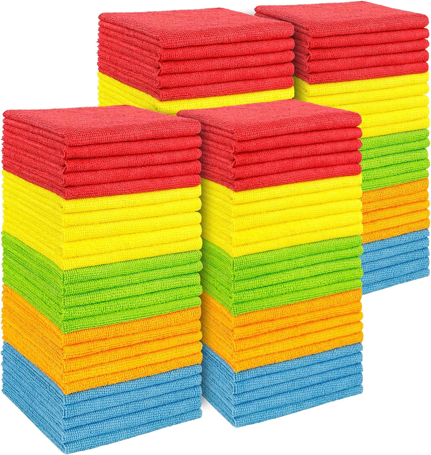 AIDEA Microfibre Cloths 100 Pack, Ultral Absorbent Lint-Free Washcloths Microfiber Cleaning Rags, All-Purpose Washable Car Cloth Wipes for Detailing, Office, Household Cleaning,30X30CM