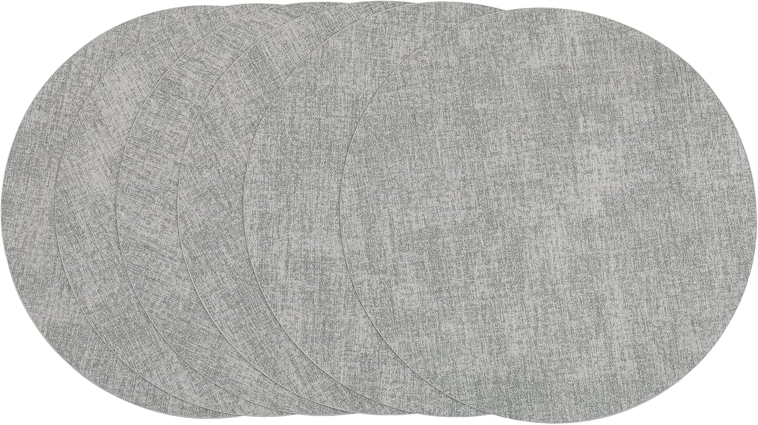 Round Placemats Set of 6 Heat Resistant Waterproof Oilproof Wipeable Anti Slip Faux Leather Vinyl Table Mats for Kitchen Dining Party Outdoor (Grey, Set of 6)