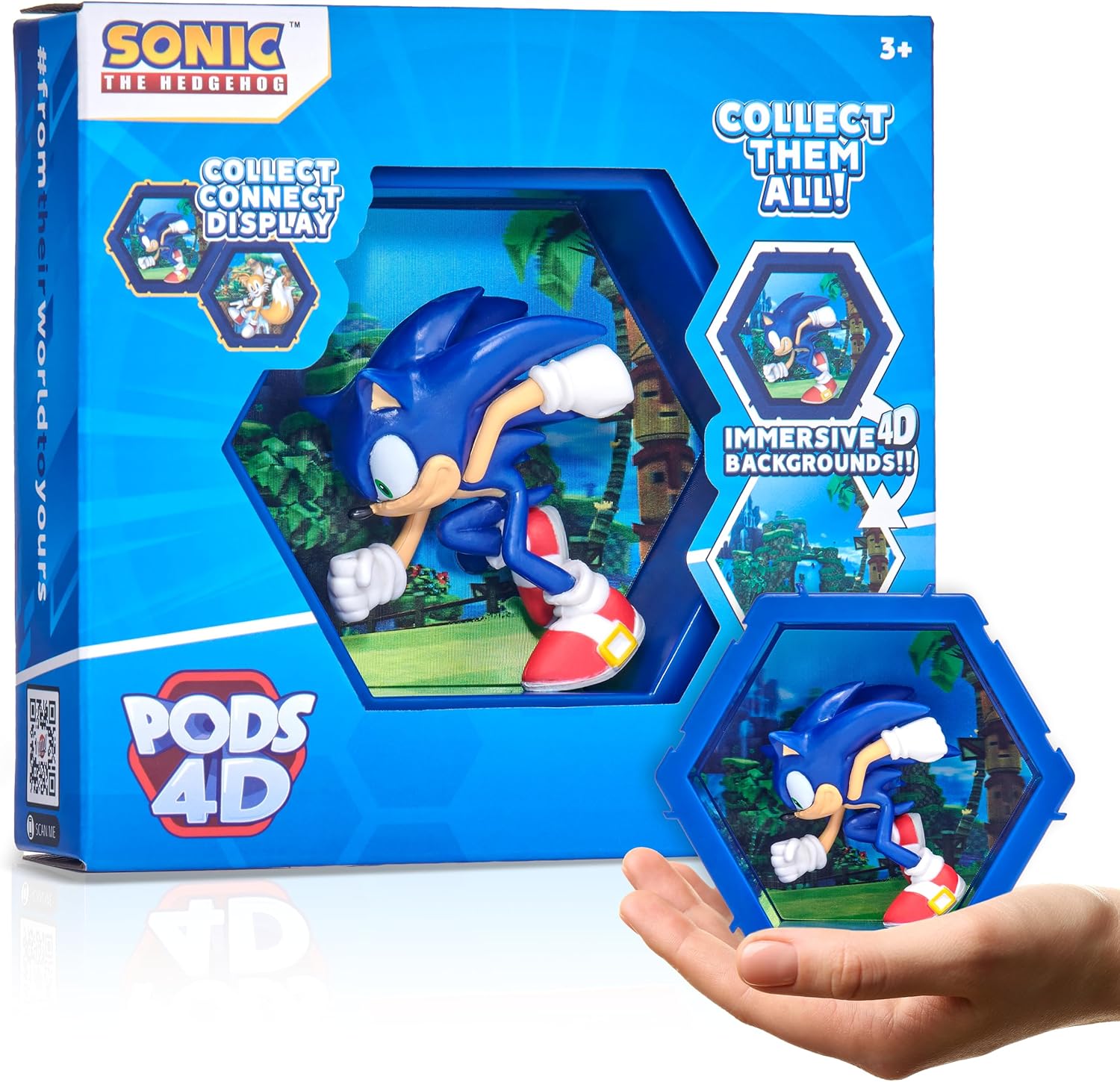 WOW! PODS 4D Sonic Age 3+ the Hedgehog | Unique Connectable Collectable Bobble-head figure that Bursts from their World into Yours | Wall or Shelf Display |Sonic Toys and Gifts | Series 1 no. 479