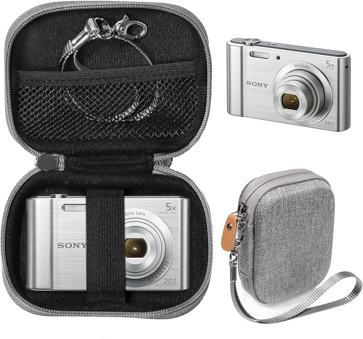 GETGEAR Digital Camera Case for CAMKORY, Fulealfly, Lecran, Sony W800/S, DSCW830; Canon PowerShot ELPH360 HS/ 360; PIXPRO Friendly Zoom FZ43, FZ53-BL; Nikon COOLPIX L32 (Tweed Gray)