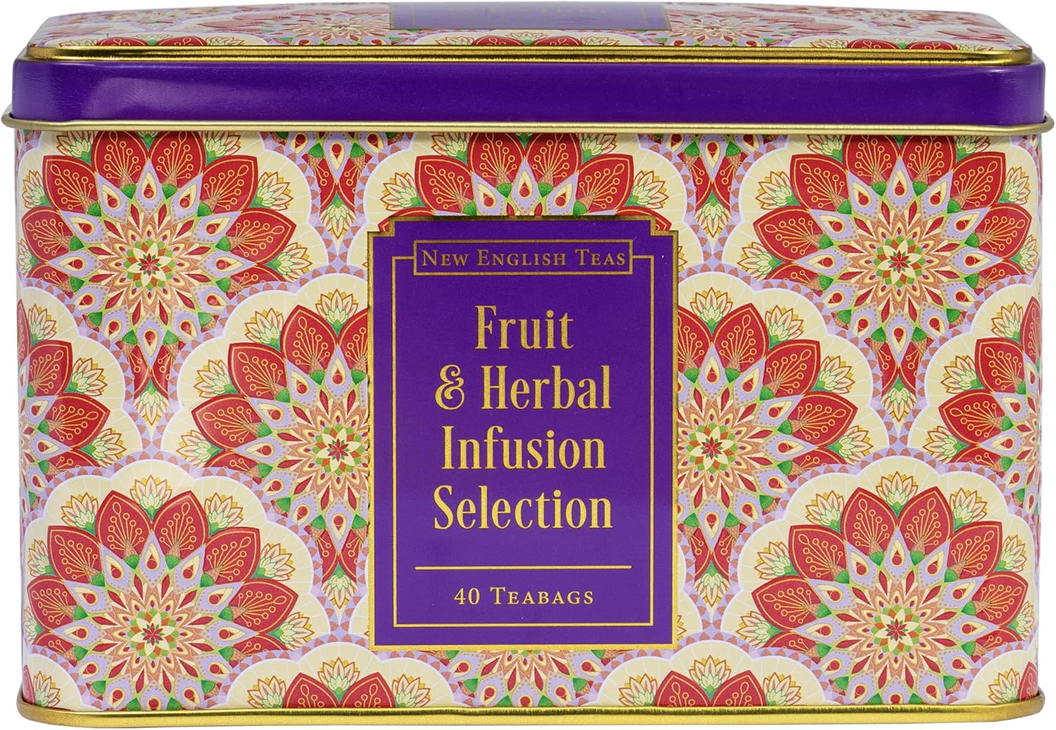 New English Teas Fruit & Herbal Tea Selection Tin with 40 Tea Bags