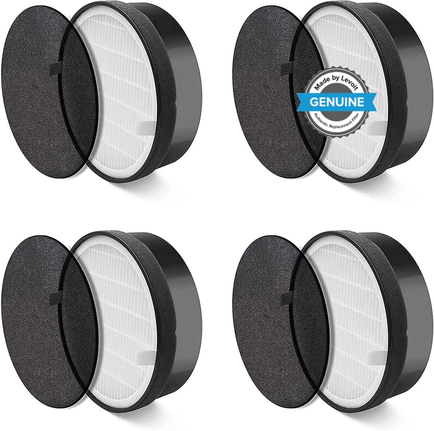 LEVOIT LV-H132 Air Purifier Replacement Filter, 3-in-1 Nylon Pre-Filter, High-Efficiency Activated Carbon, LV-H132-RF, 4 Pack