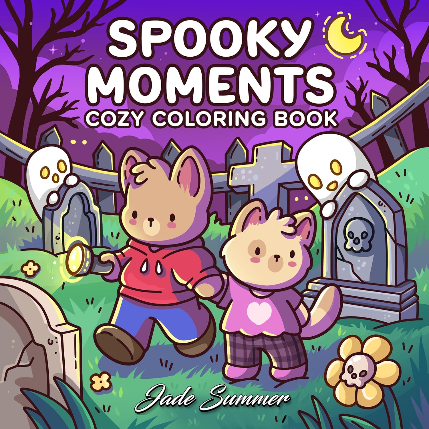 Spooky Moments: Cute Coloring Book for Adults and Teens with Adorable Characters and Creepy Scenes for Relaxation (Cozy Coloring Books)