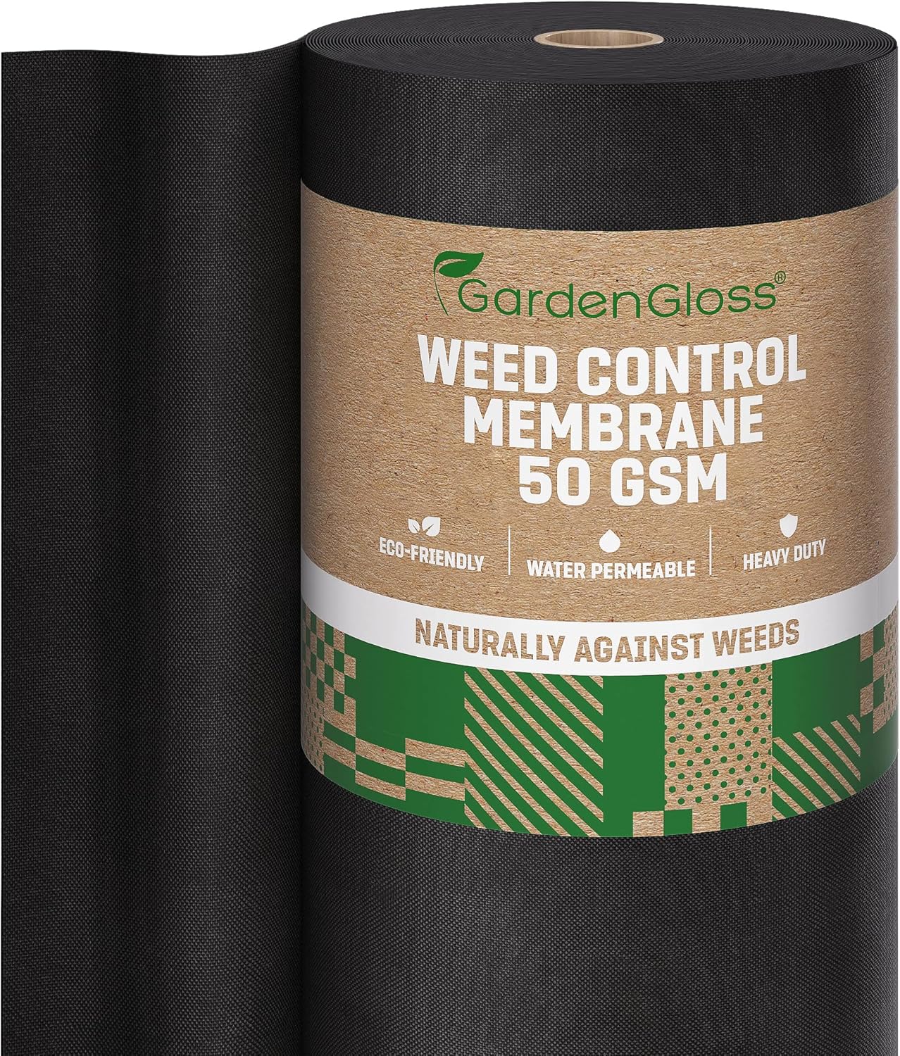 GardenGloss® 50m2 Weed Control Membrane (50gsm) - Water Permeable and Tearproof Weed Barrier Fabric - Weed Control Fabric with High UV-Stabilisation (50m x 1m, 1 roll)