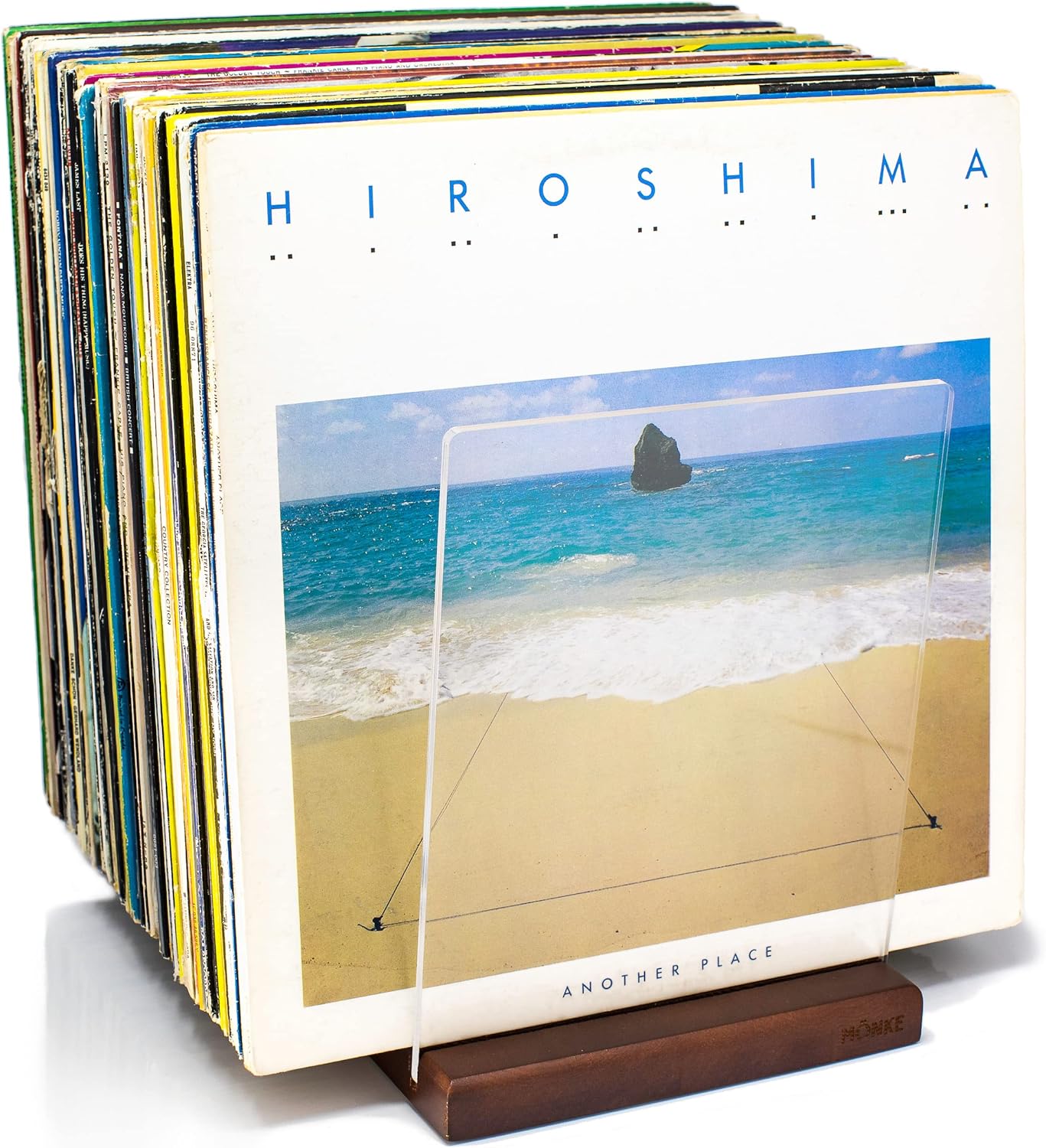 Premium Vinyl Record Storage - a Mid-Century Style Record Holder for Albums, 60-70 LP Capacity - Complements Any Record Player (Brown)