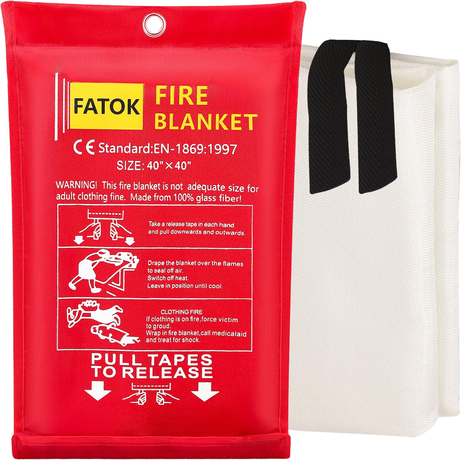 Kitchen Fire Blankets Emergency for Home Safety and Automotive, 1 Pack Welding Blankets Emergency Fire Suppression Blankets for Kitchen, 40” x 40” Fiberglass Fire Blanket (1-Pack)