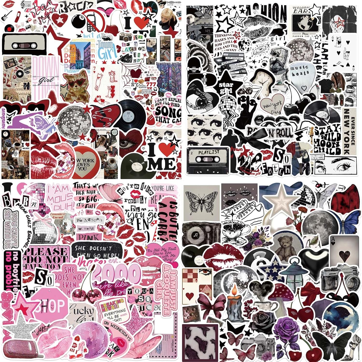 200PCS Aesthetic Downtown Girls Stickers Pack Cool Trendy Y2K Stickers for Water Bottle Funny Waterproof Sticker for Teens Adults Vinyl Sticker for Laptop Skateboard Party Supplies(Downtown200)