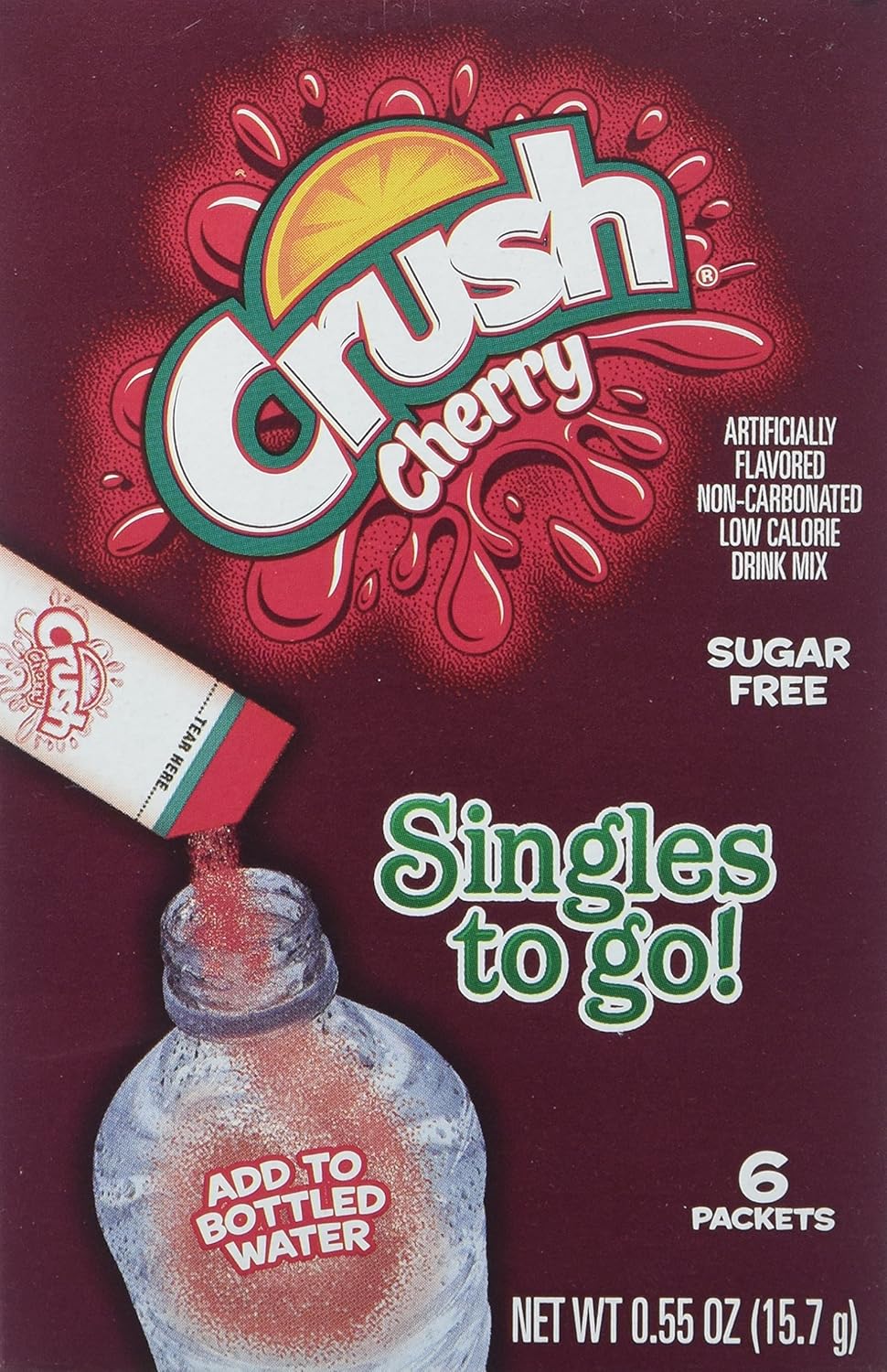 Cherry Crush Sugar Free Singles to Go! Box of 6 Packets by Crush