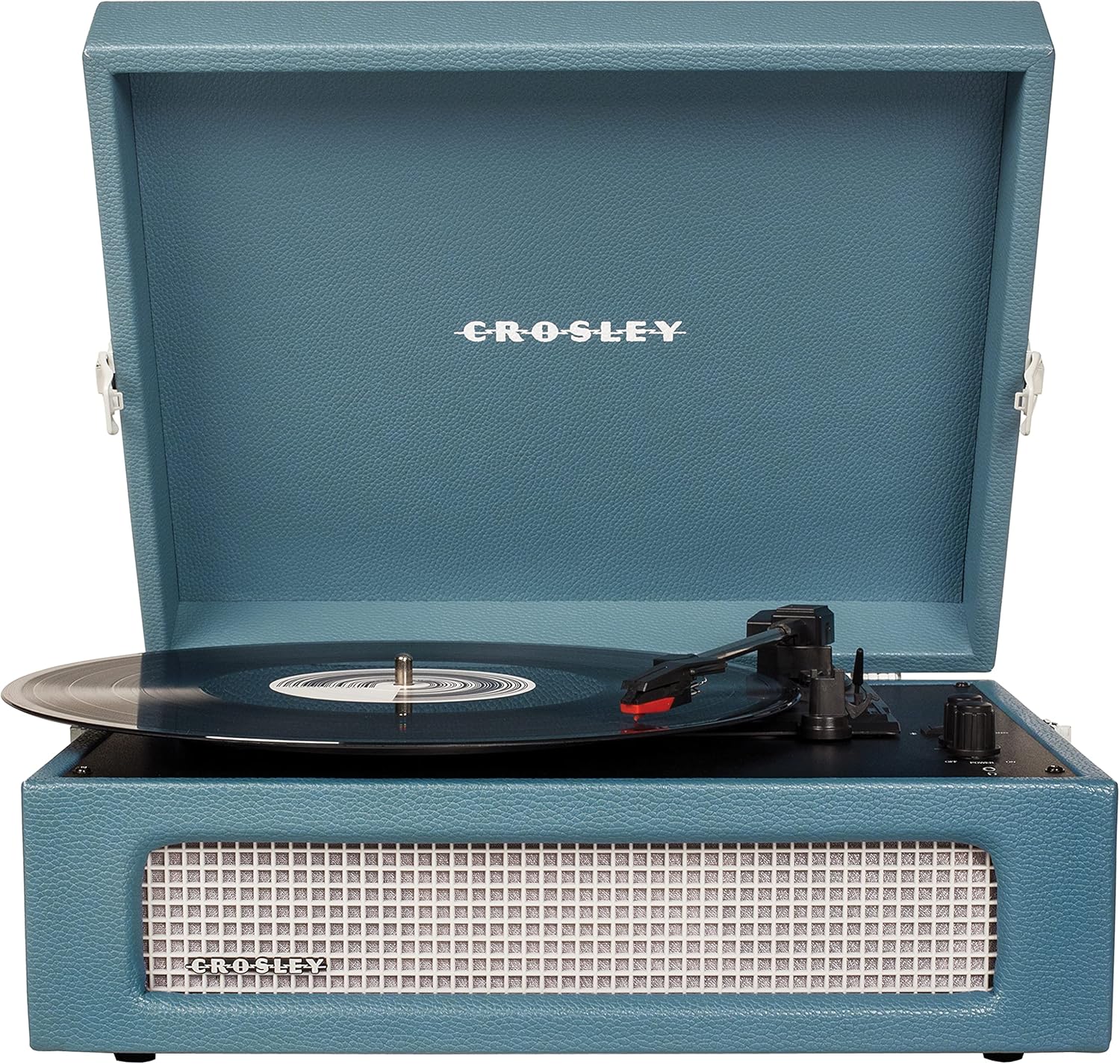 Crosley CR8017B-WB Voyager Vintage Portable Vinyl Record Player Turntable with Bluetooth in/Out and Built-in Speakers, Washed Blue