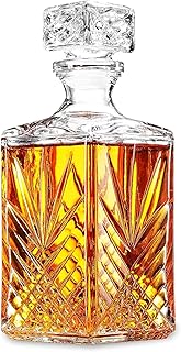 Bormioli Rocco Selecta Collection Whiskey Decanter – Sophisticated 33.75oz Diamond Decanter With Starburst Detailing – For Whiskey, Bourbon, Scotch & Liquor