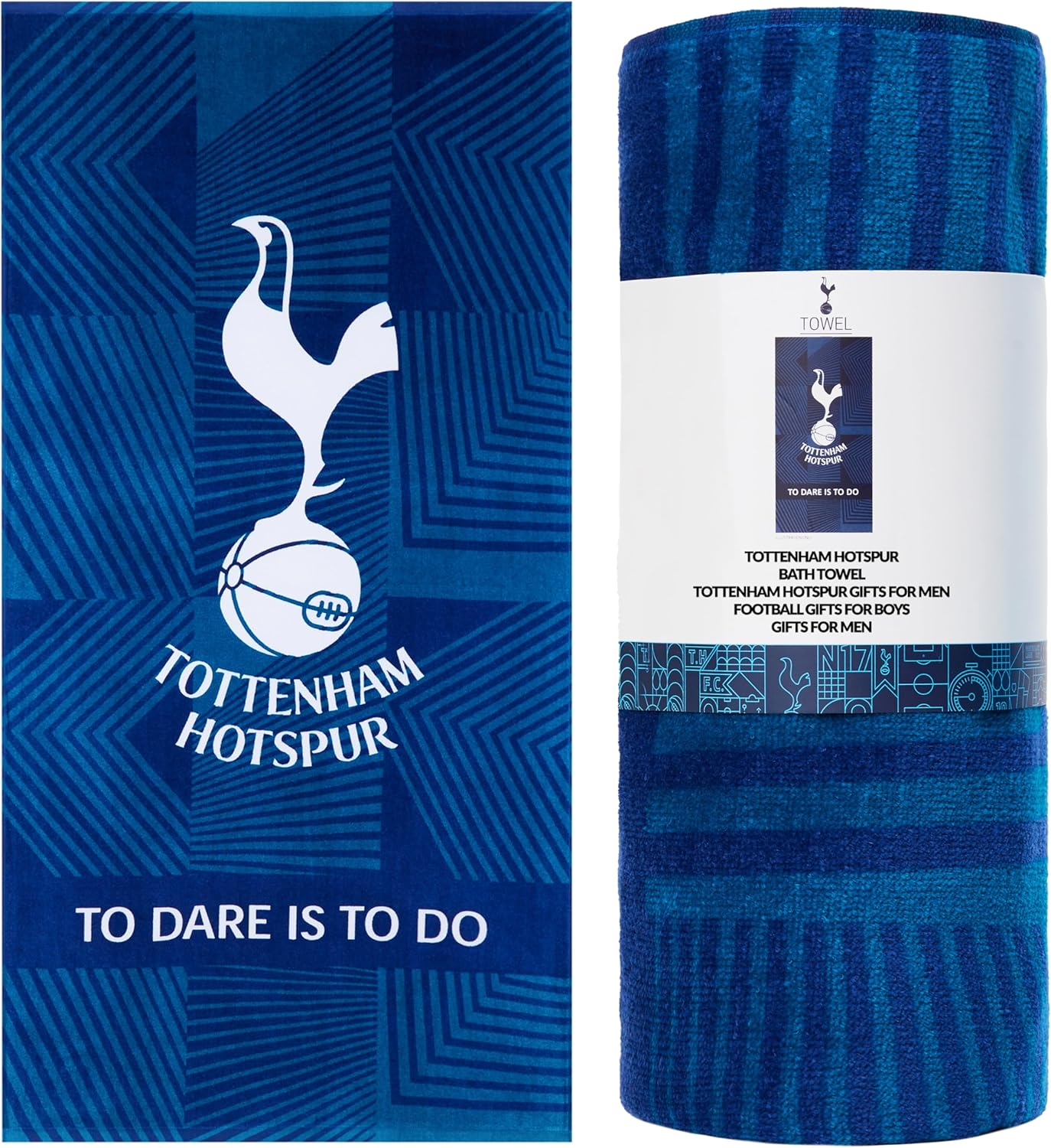Tottenham Hotspur F.C. Towel for Men Women Teens Boys 100% Cotton Football Crest Quick Dry Beach Bath Towel Swim Gym Holiday Shower Bath Supporters' Gear 137 x 69cm