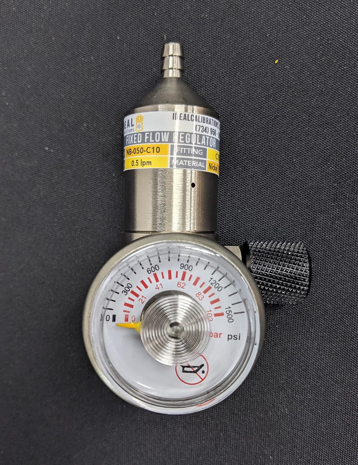 0.5lpm Nickel Plated Brass Fixed Flow Calibration Gas Regulator Compatible with BW Technologies, Industrial Scientific, RAE, RKI Monitors - 0.5lpm Nickel Plated Brass Fixed Flow - C10 Fitting