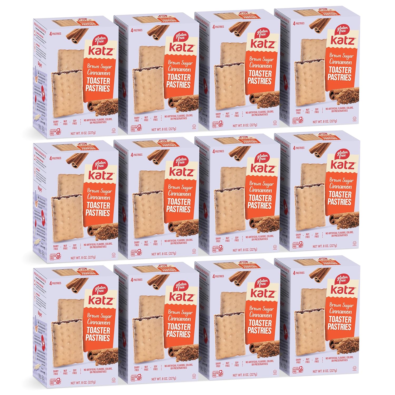 Katz Gluten Free Toaster Pastries. Cinnamon. Easy Breakfast Food Or Anytime Healthy Snacks For Adults & Kids. Gluten Free. Dairy Free, Nut Free, Peanut Free, Soy Free 8 OZ (Pack Of 12)