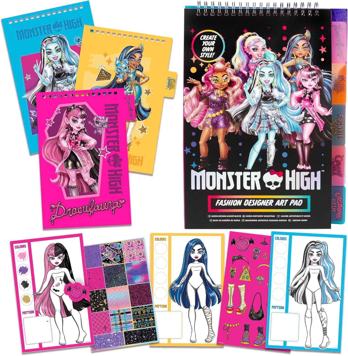 abeec Monster High Fashion Designer Art Pad - Monster High Dolls Art Pad - Contains Designer Pages and Stickers - Stocking fillers for Girls - 6 Year Old Girl Gifts