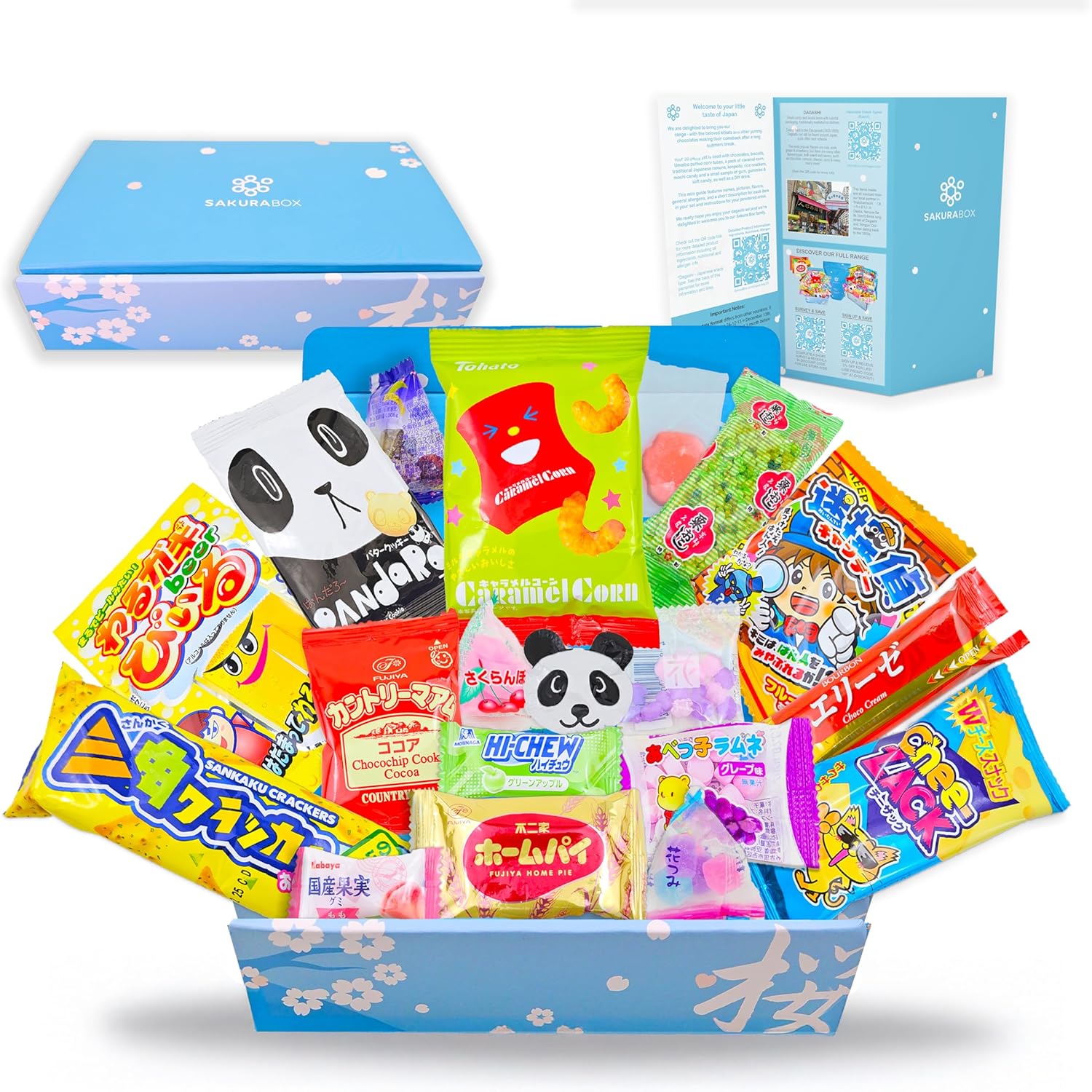 Japanese Snacks & Candy Box w/English Pamphlet 20 Pieces Dagashi, Sweets, Snacks, Candy, Gum