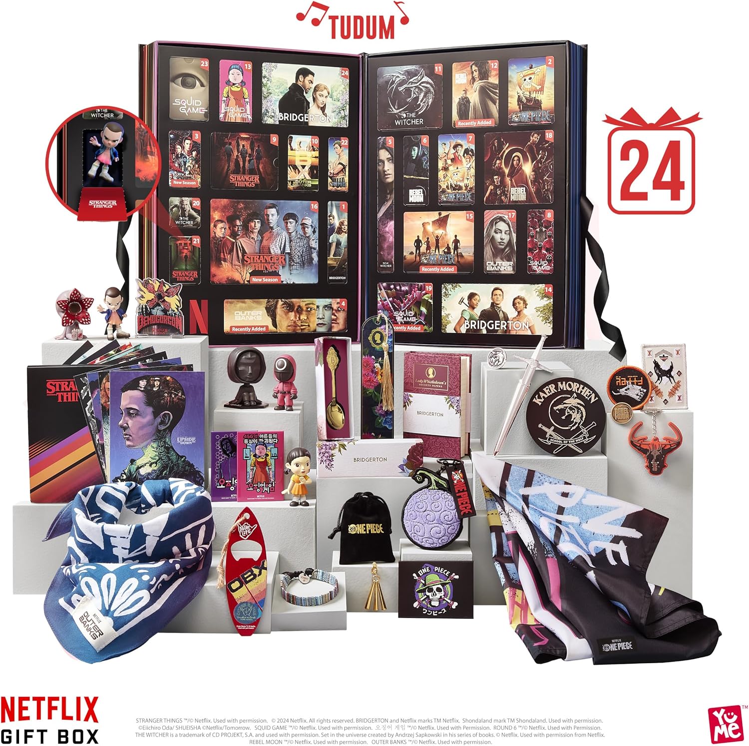 YuMe Netflix Gift Box - 2025 Advent Calendar with 24 Collectibles | Premium Gifts & Toys from 7 Iconic Series Like Stranger Things, Squid Games & Outer Banks | Christmas or Birthday Gifting for Fans