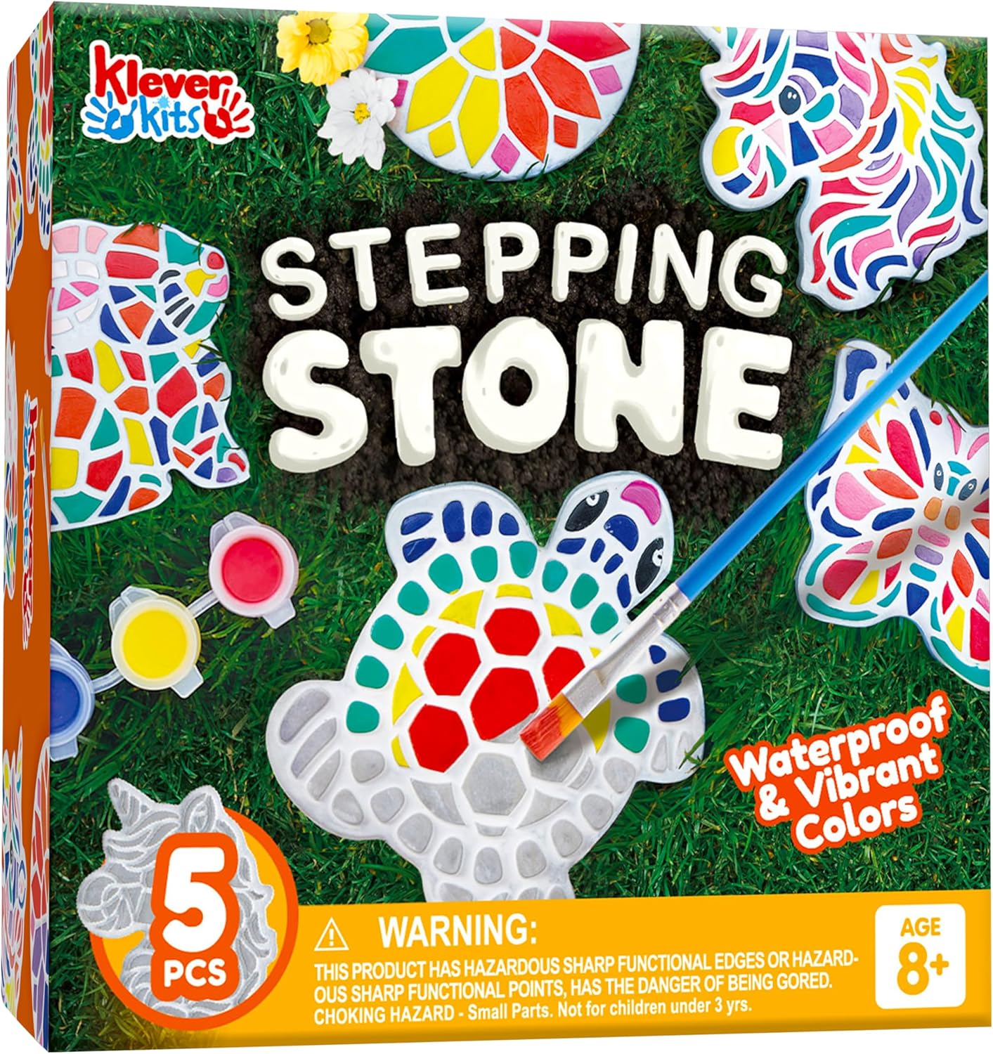 Klever Kits Stepping Stones Painting Kit for Kids - Paint 5 Garden Stones, Ceramic Garden Decor, Unicorn Craft Kits for Boys, Gifts for Boy, Girl Age 8+ Year Old - Summer Gift