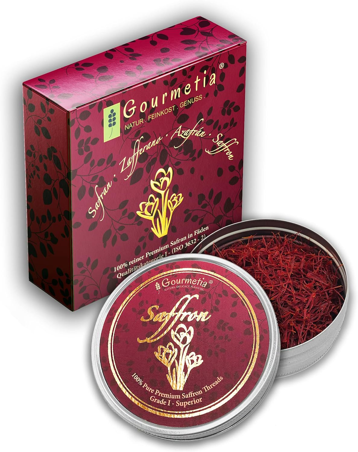 Gourmetia Saffron, Saffron Threads in Premium Quality 5 Grams - Category I Superior (ISO 3632-2)