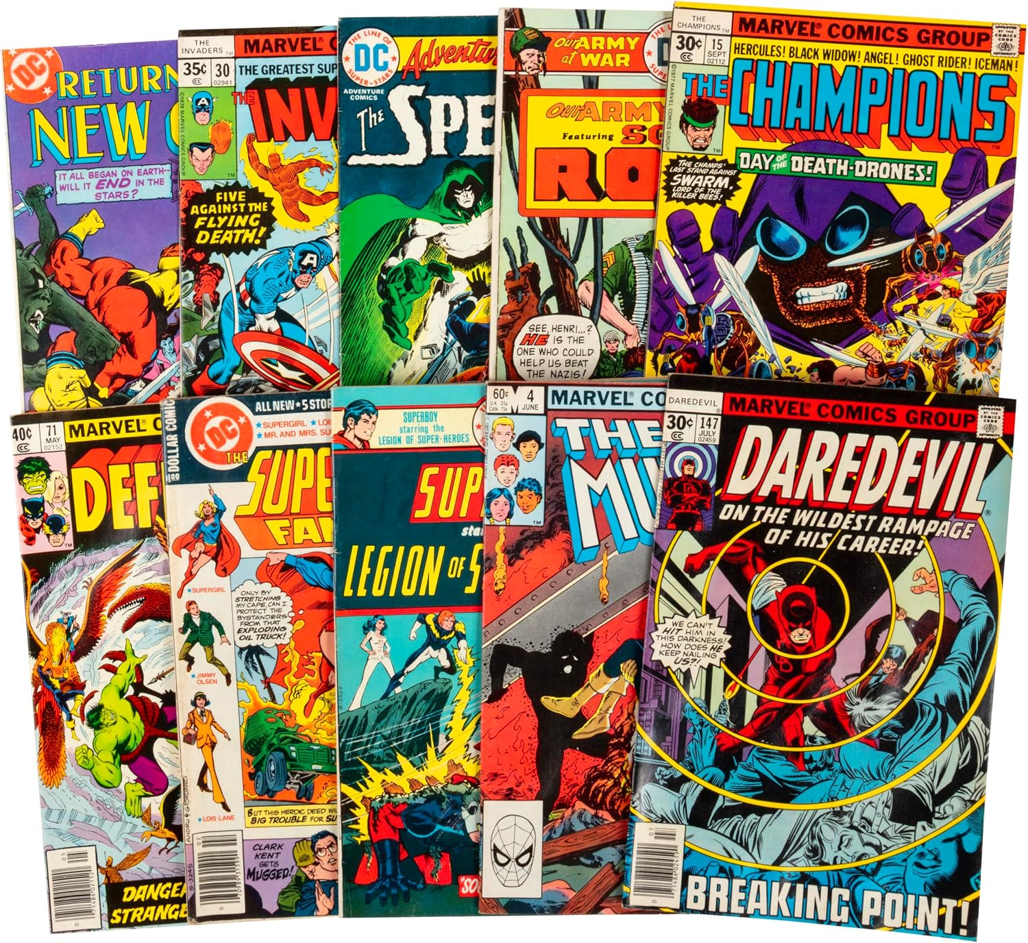 Vintage Comic Book Value Gift Set- 10 Different DC Marvel Indy Comics- Each a Minimum of 40+ Years Old 1986 and Beyond- No Dupes Or Inappropriate Content- Great Collector Pack for Graphic Novel Fans