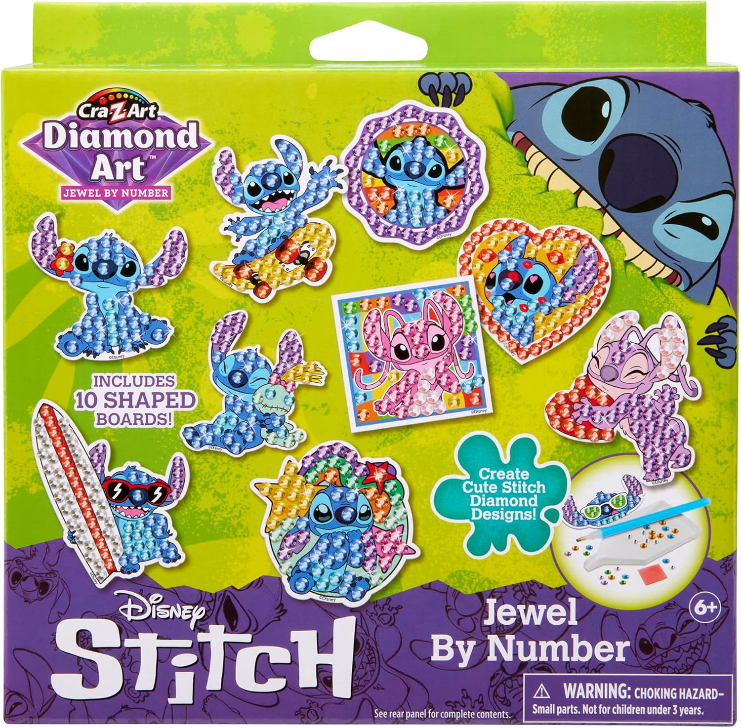 Cra-Z-Art Disney Stitch Gem by Number 10 Pack - 10 Individual Stitch Gem by Number Designs - Diamond Jewel by Number Art, Creative Gem Craft, Great Gift for Birthdays for Girls and Boys Ages 6 and Up