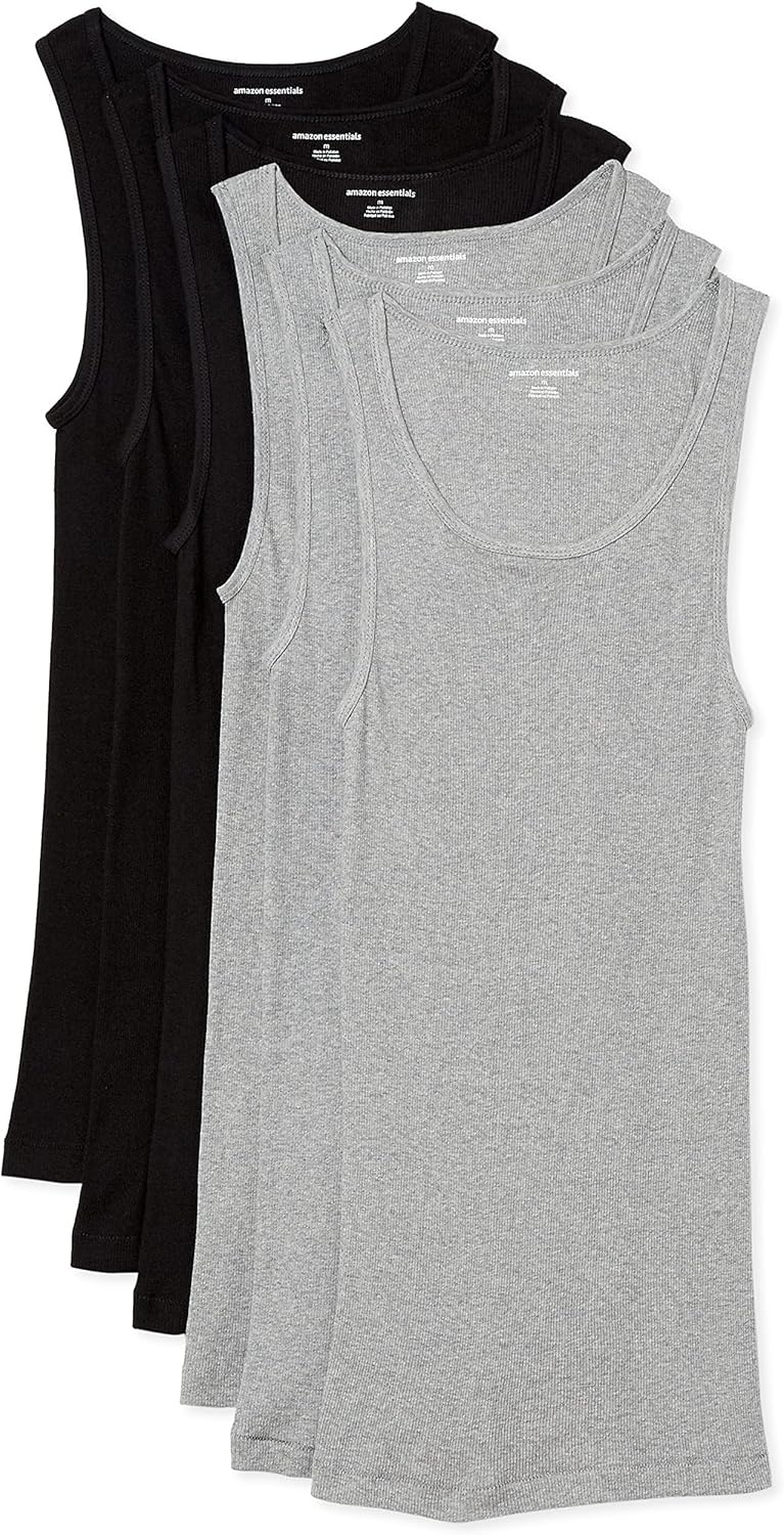 Amazon Essentials Men's Lightweight Tank Undershirts, Pack of 6