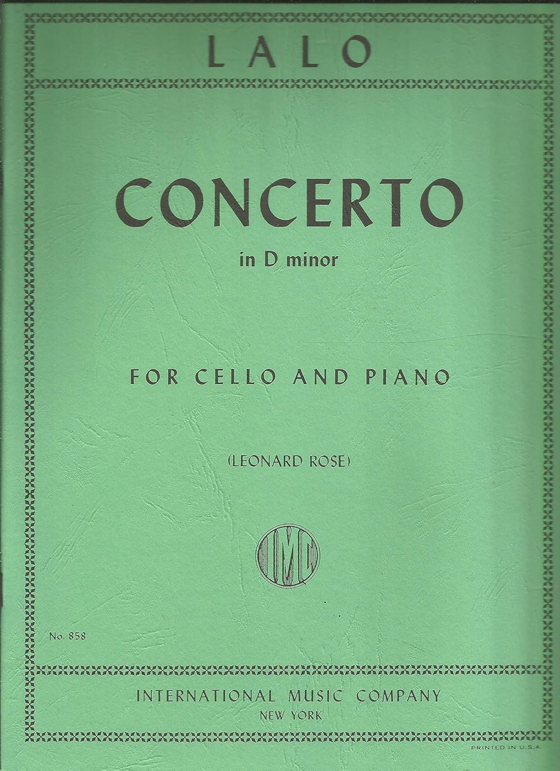 International Music Co. Lalo Concerto in D Minor for Cello and Piano