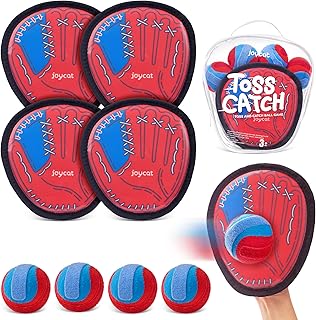 Toss and Catch Ball Game Set，Toddler Baseball Glove Sticky Mitt，Yard Games Beach Toys，Paddle Ball Family Backyard Games，Outdoor Games for Kids 3 4 5 6 7 8-12 Year Old Boys Girls Birthday Gift