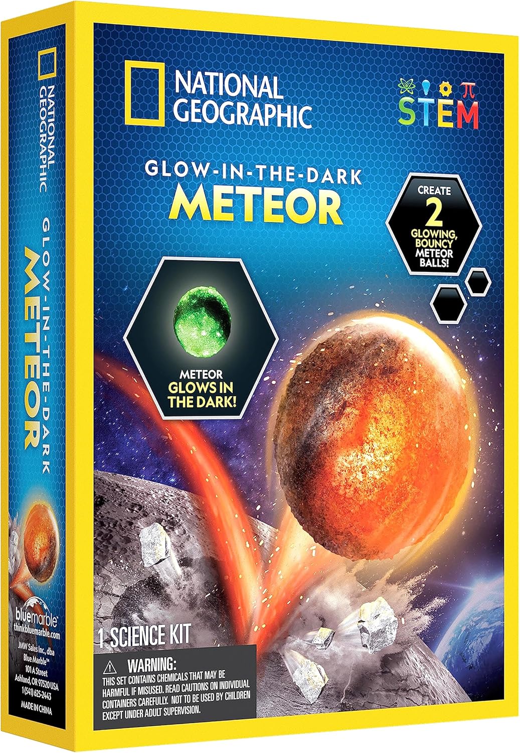 National Geographic Glow In The Dark Meteor Bouncy Balls for Kids - Thrilling Space Ball Craft Kit Creates 2 Jumping Balls for Kids Toys | STEM Educational Science Kits Space Gifts for 8+ Year Olds