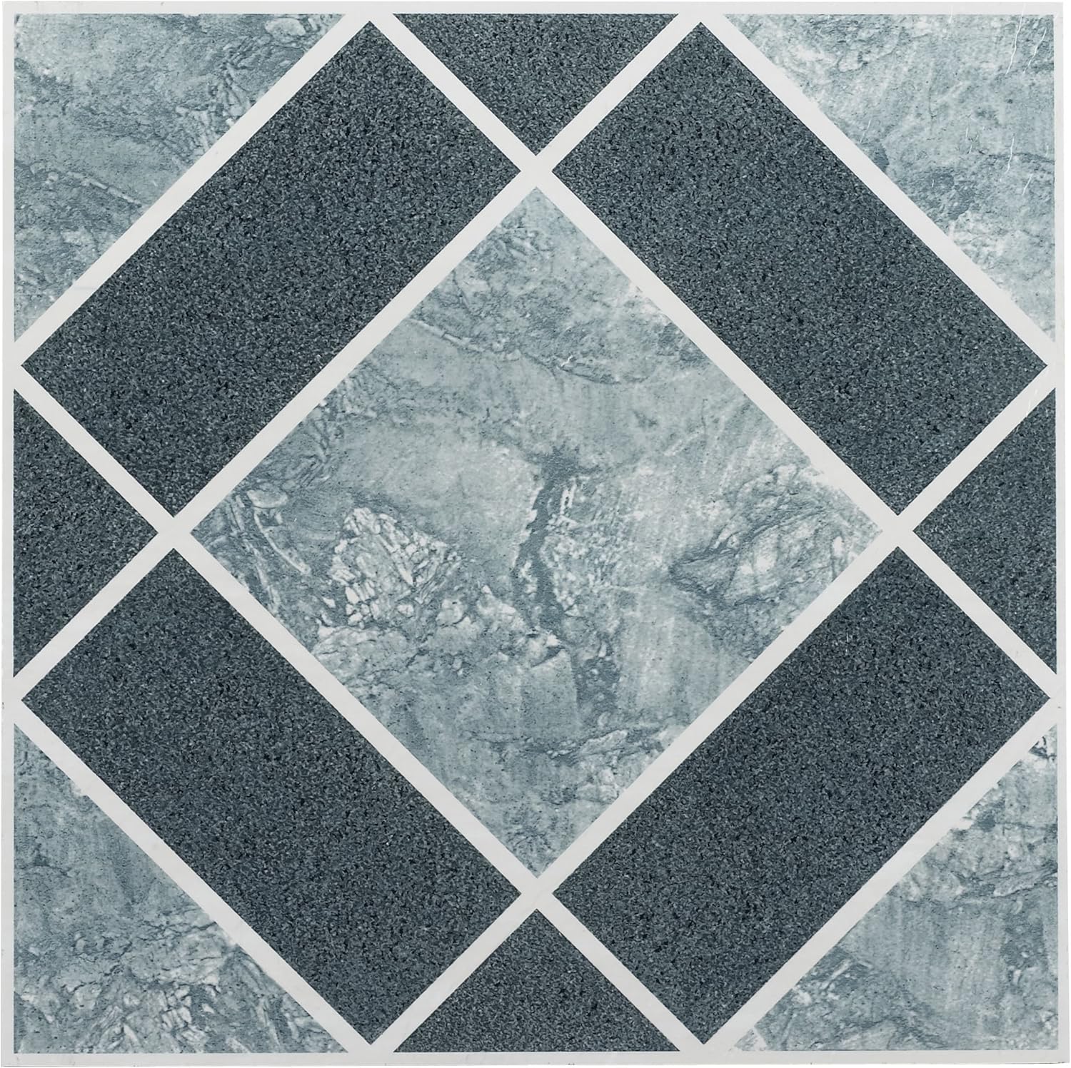 Achim Home Furnishings FTVGM30320 Nexus 12-Inch Vinyl Tile, Geo Light and Dark Blue Diamond Pattern, 20-Pack, 12"W x 12"L x 1.2mm T