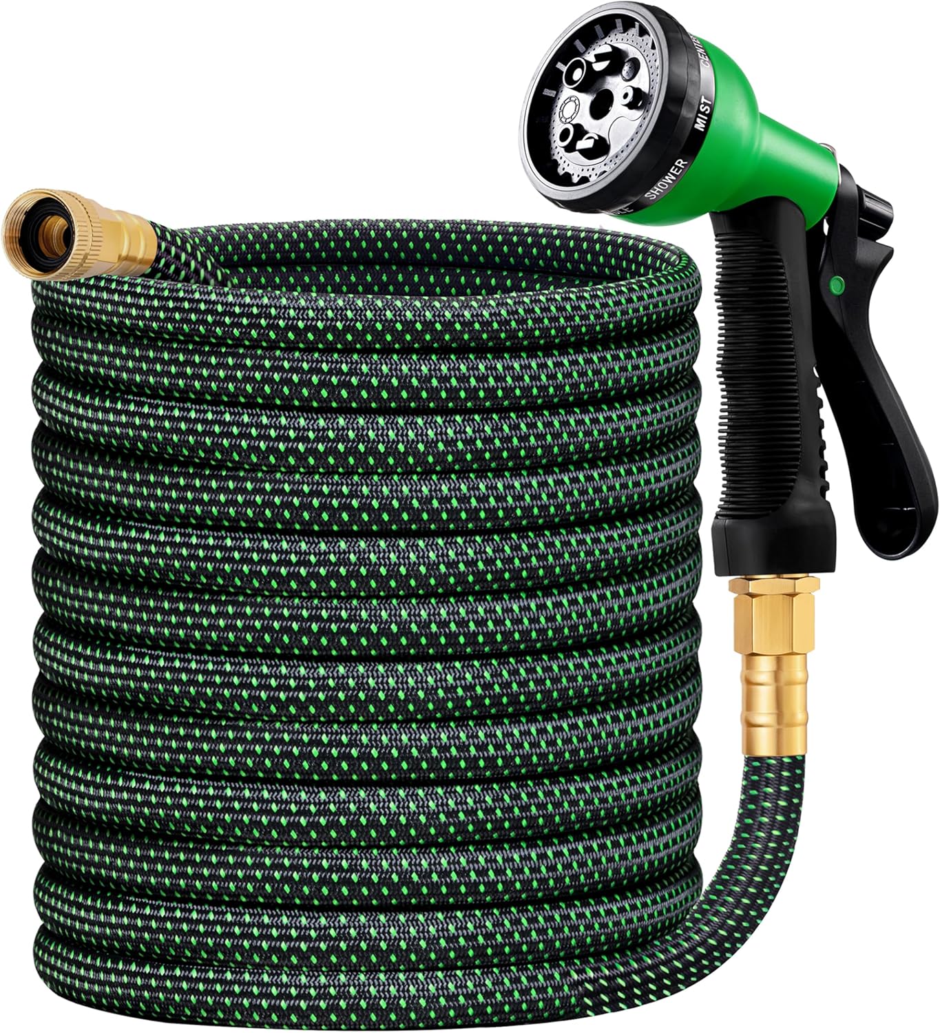 HBlife Garden Hose 50ft, Non Expandable Water Hose with 8 Watering Spray Nozzle, Flexible Lightweight Hose for Yard, Lawn, Car Wash and Outdoor