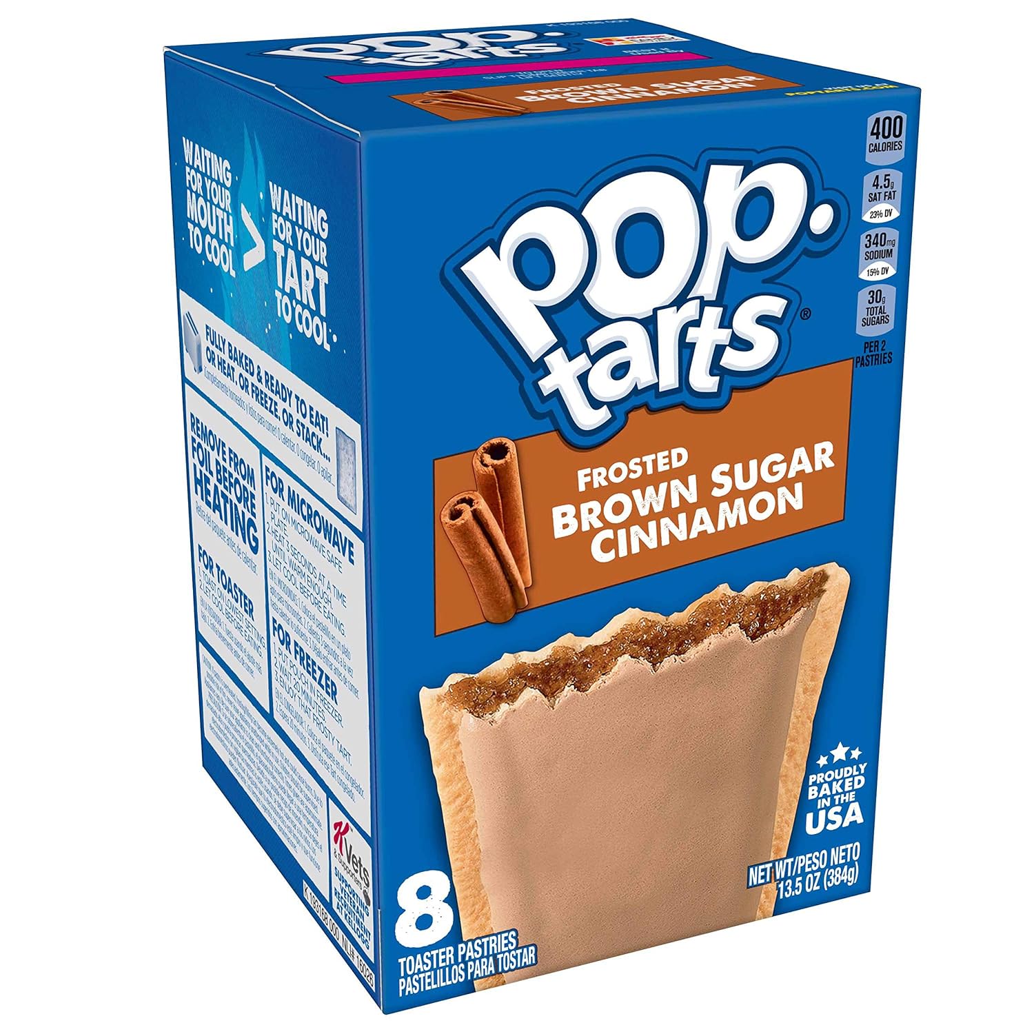 Pop-Tarts, Breakfast Toaster Pastries, Frosted Brown Sugar Cinnamon, Proudly Baked in the USA, 13.5oz Box (Pack of 8)