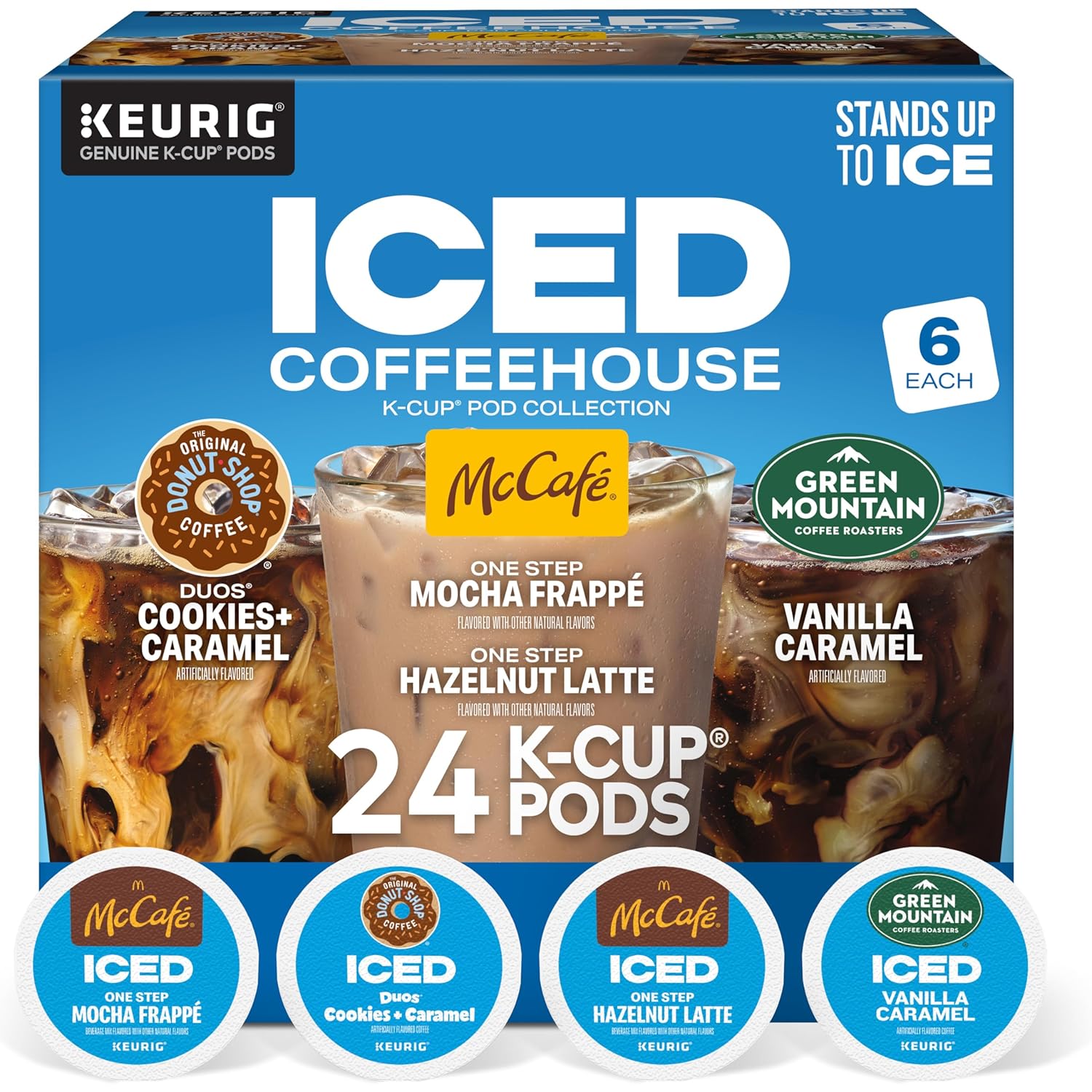 The Original Donut Shop® K-Cup Iced Duos Cookies and Caramel Coffee - Compatible with Keurig Brewer - Medium - 24 / Box
