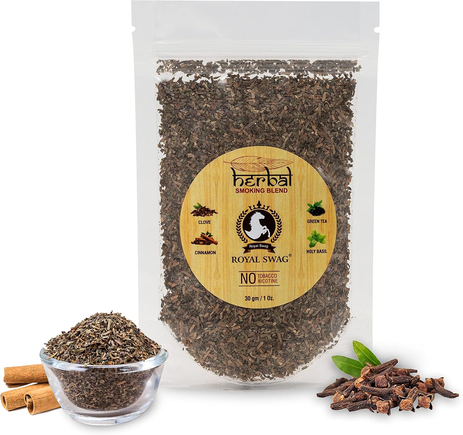 Royal Swag Tobacco & Nicotine Free Smoking Mixture with 100% Natural Herbal Smoking Blend 1 Pack (1 oz/ 30g)