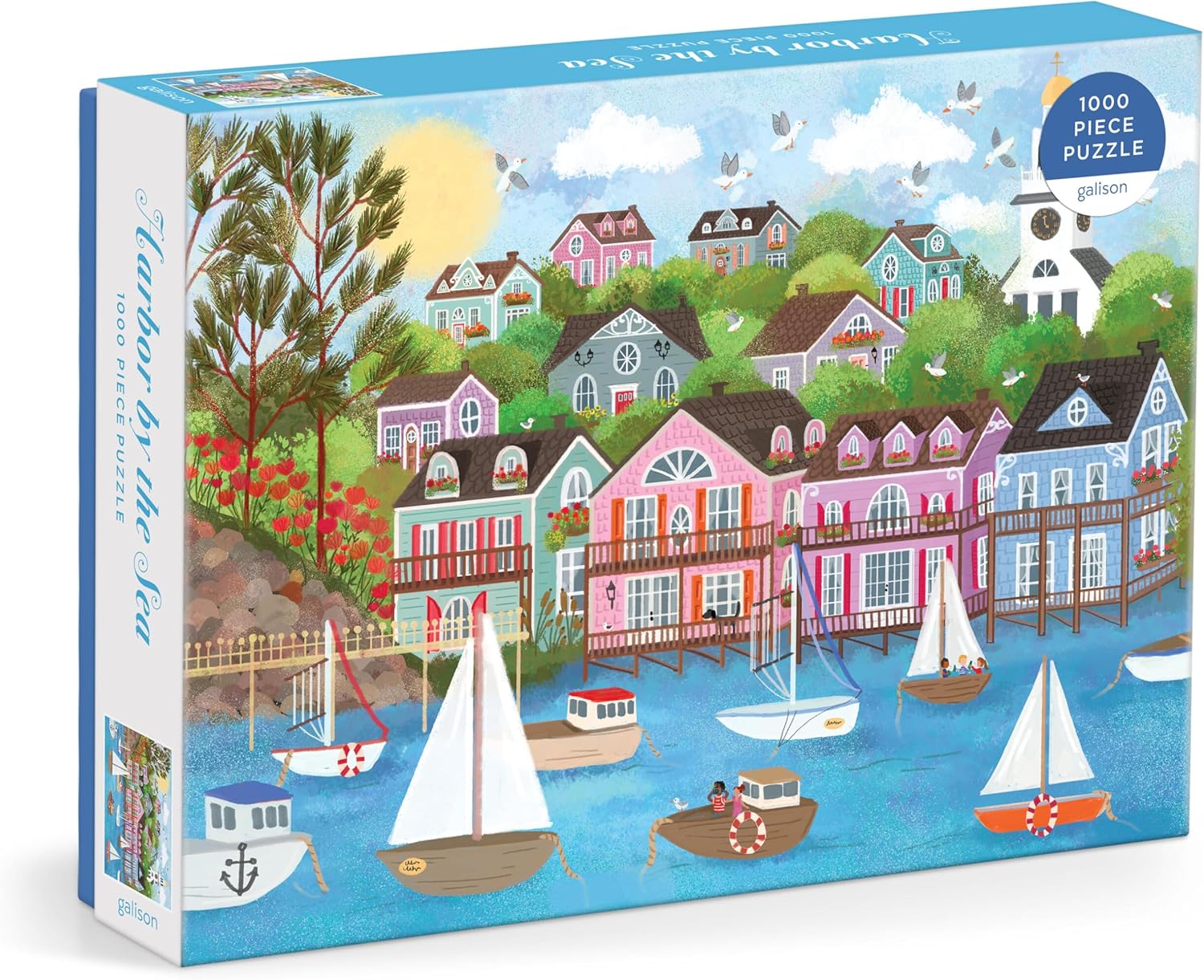 Galison Harbor by The Sea – 1000 Piece Joy Laforme Jigsaw Puzzle Featuring Beautiful Artwork of New England Summer Paradise
