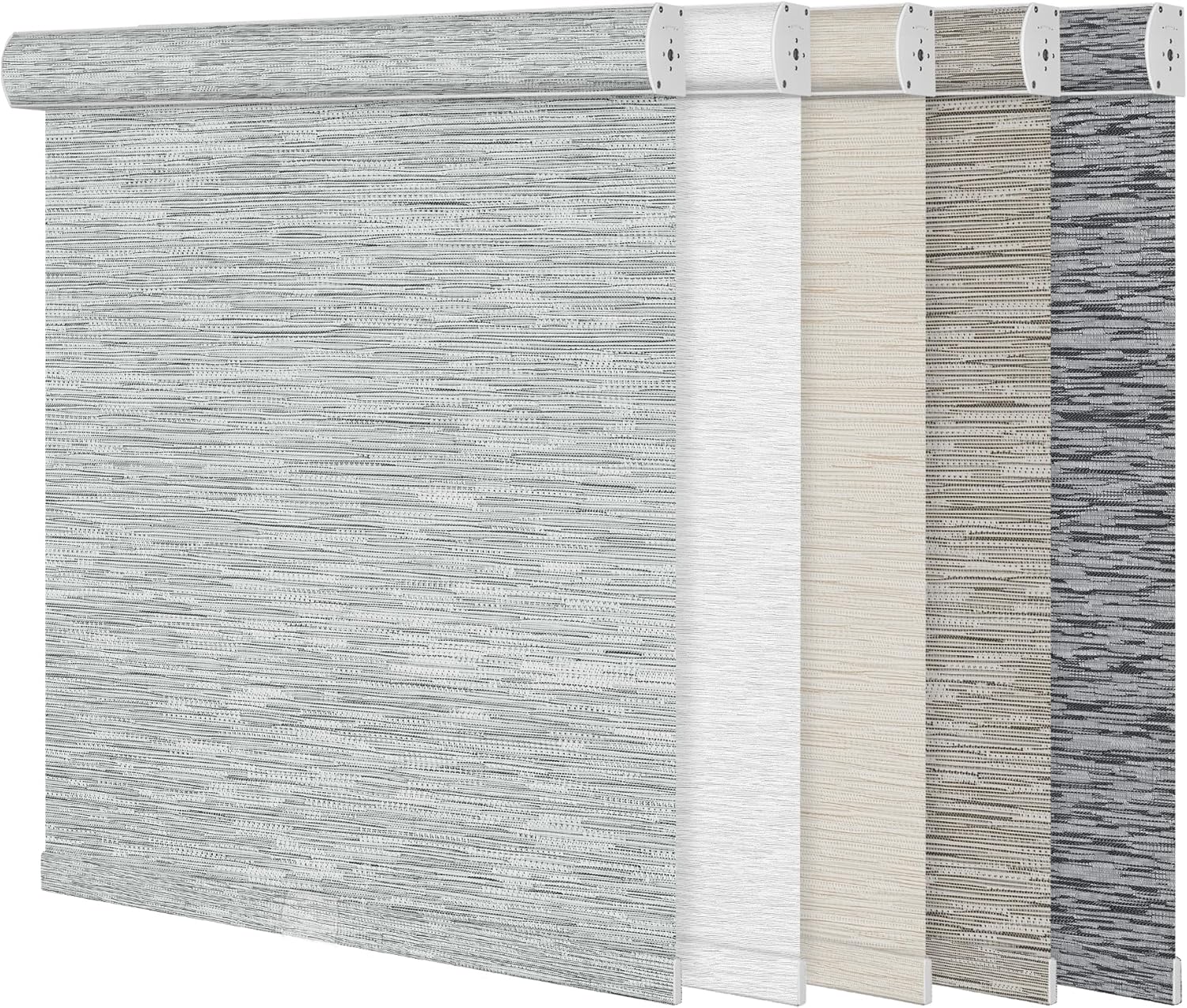 Blackout Roller Shades for Windows,Cordless,Striped Jacquard Roller Blinds with Cassette Valance,Thermal Insulated UV Protection Window Shades for Home Office Bedroom,Gray,Custom Sizes