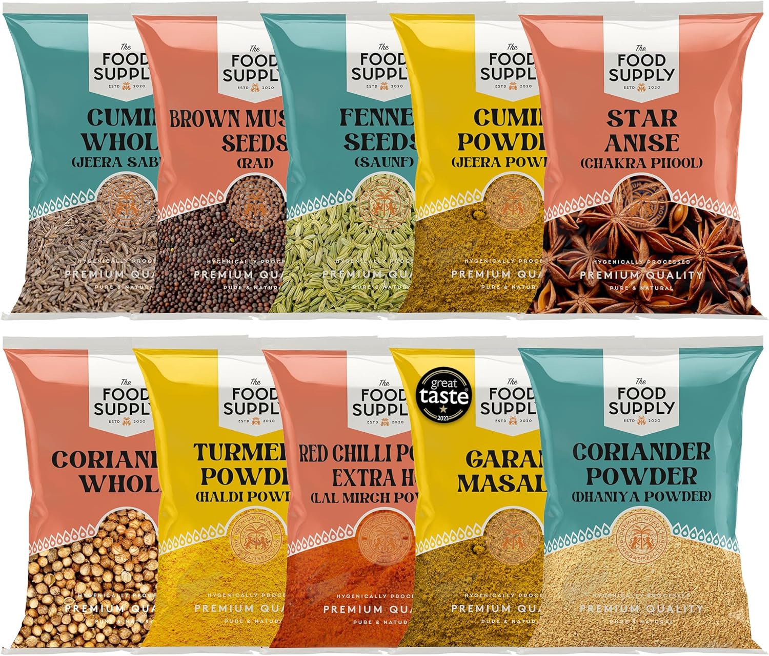 Premium Spice Kits - Premium Quality - Perfect Refill for your Kitchen Spice Tins TFS (INDIAN SPICE KIT, 100g (Pack of 10))