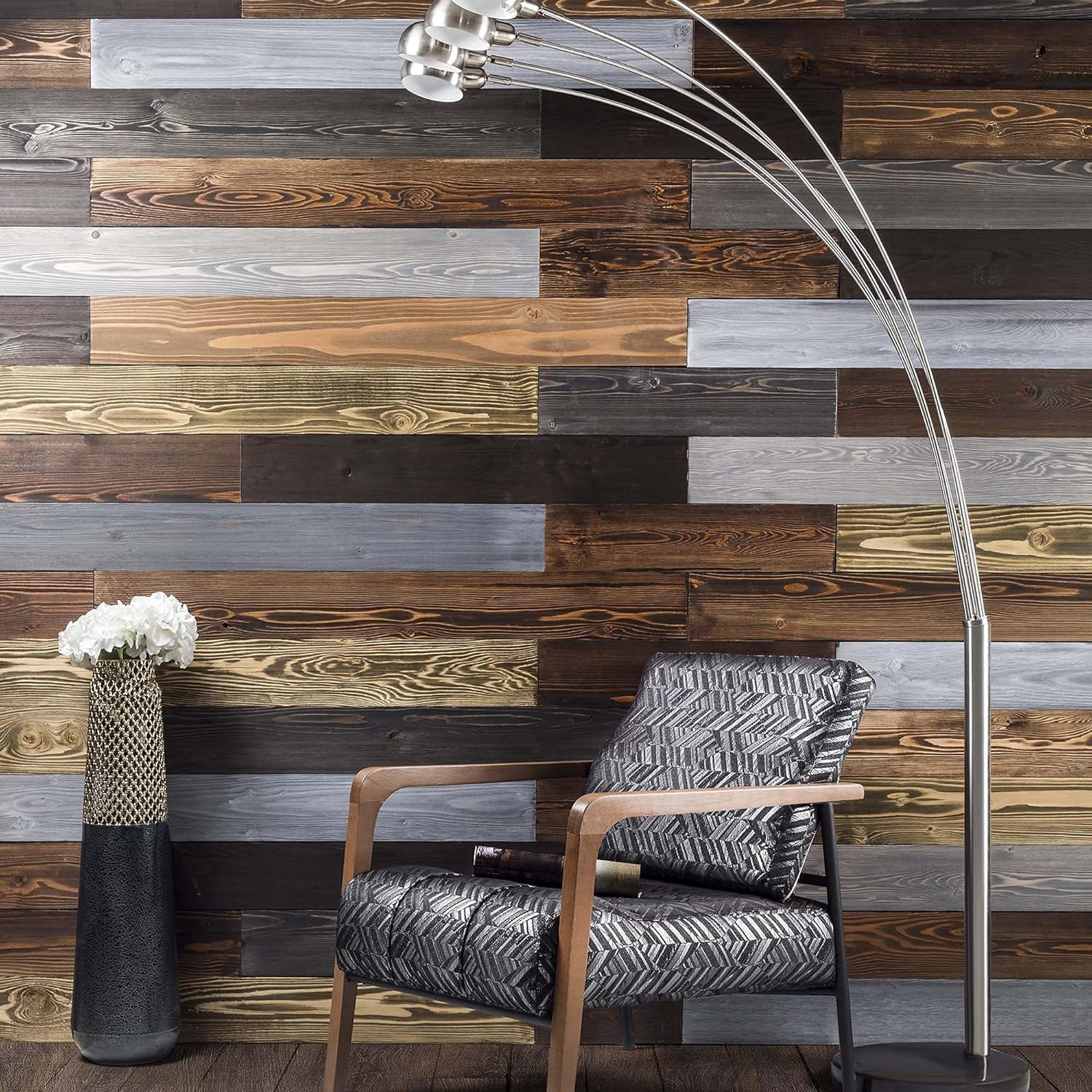 BoscoMondo Barnwood Wall Planks, Rustic Solid Wood Panels, Accent Wall Decor, 14 Square feet - 48" Long - 3.5" Wide Boards